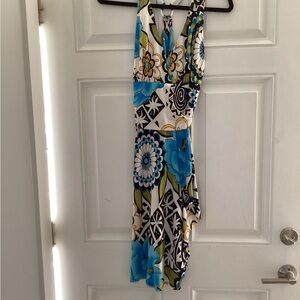 Floral Sleeveless Dress - Blue and Black